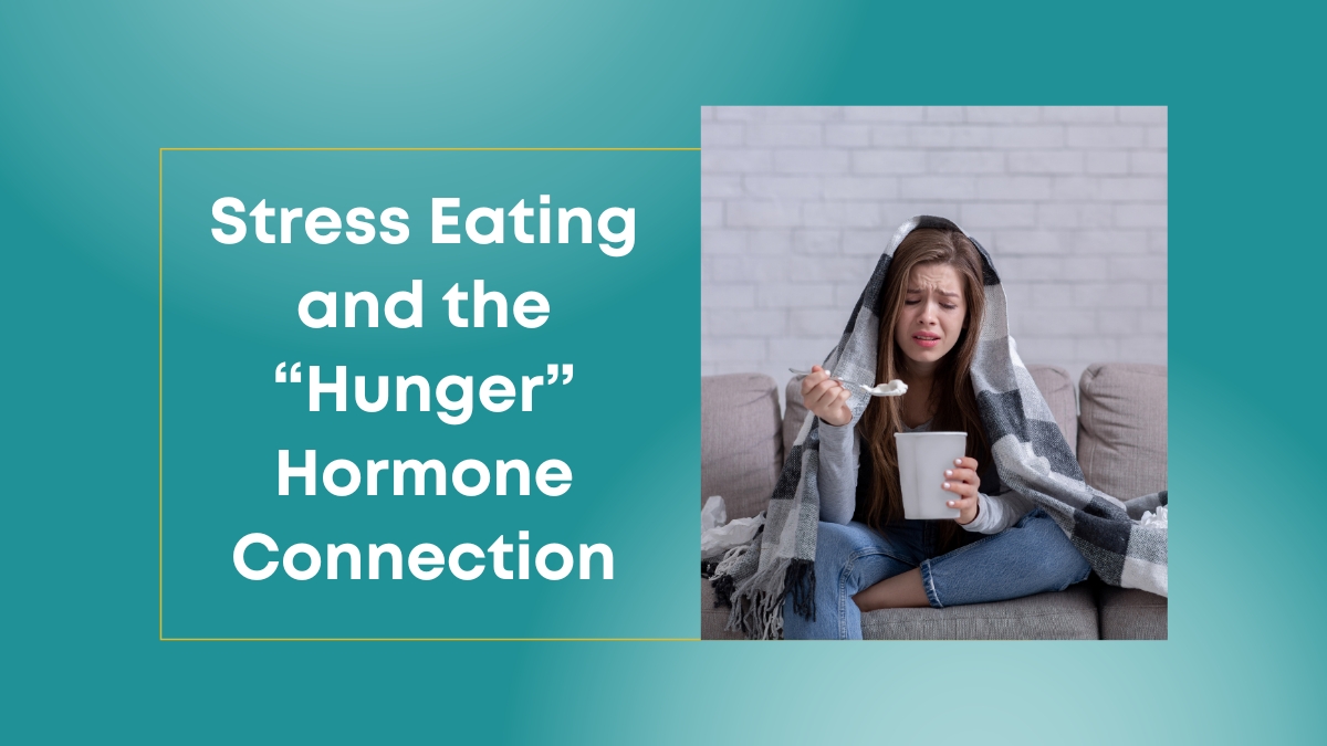 Upset woman under blanket eating ice cream on bed | Stress Eating and the Ghrelin Hunger Hormone Connection | Creative Balance Health